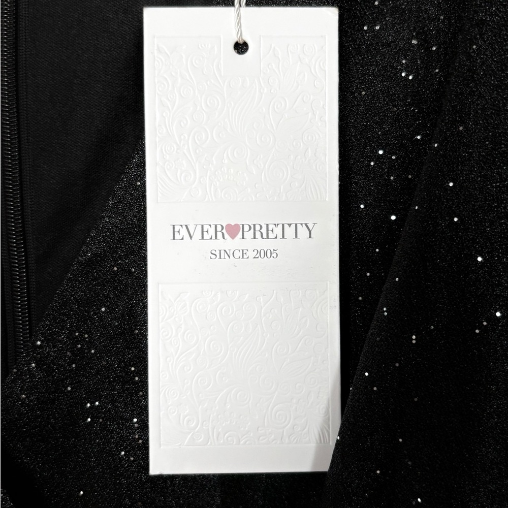 NWT Ever Pretty Black And Silver 3/4 Of A Sleeve V-Neck Women’s Dress - Picture 2 of 8